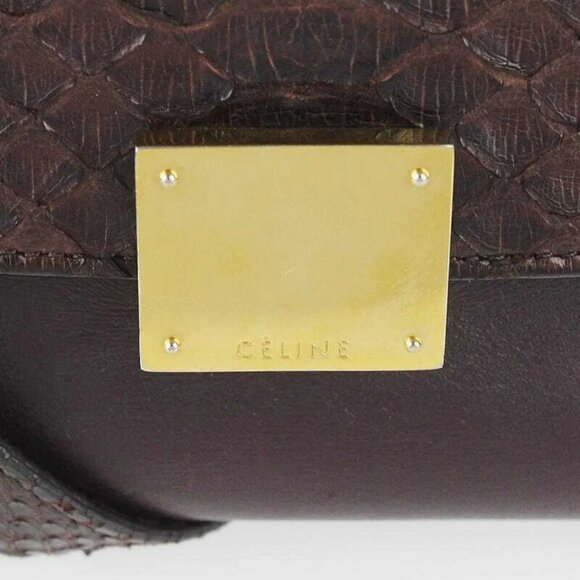 Celine Brown/Blue Python and Calfskin Leather Small Trapeze Bag - Picture 7 of 12